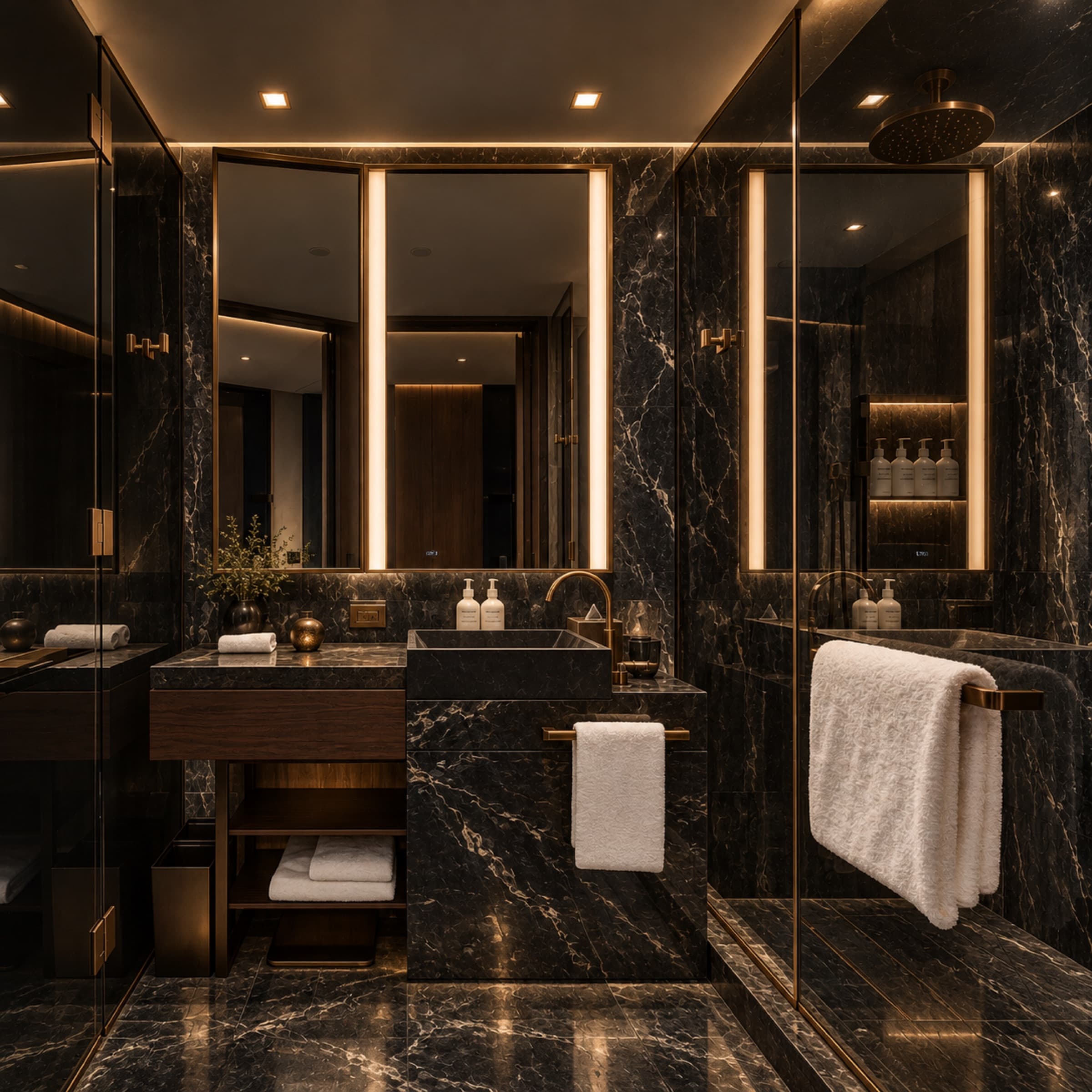 Bath, black marble